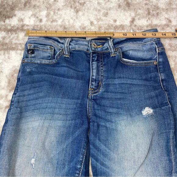 KanCan medium wash medium rise factory distressed straight leg jeans SZ 7 (27") - Picture 5 of 9